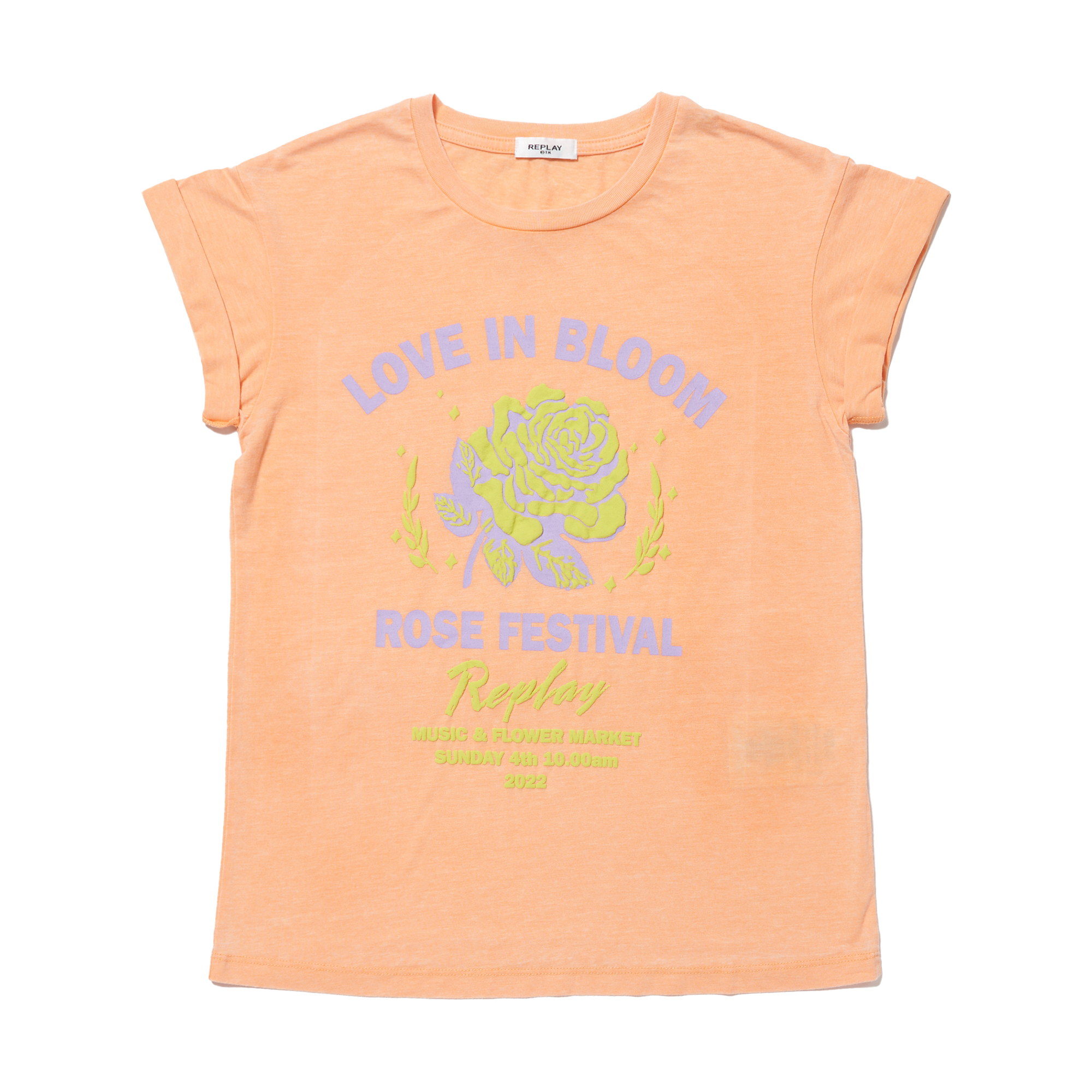 バーンアウトジャージーローズプリントT 詳細画像 パパイヤ 1